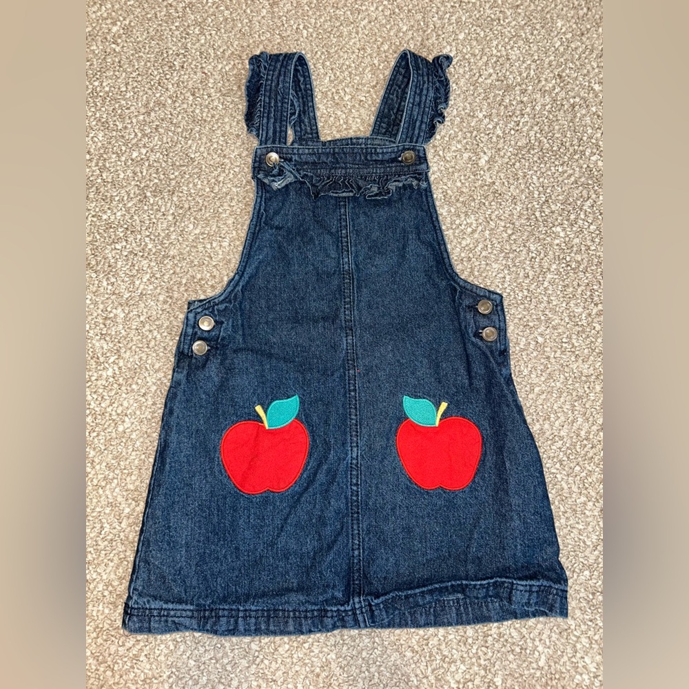 Girls Apple Overall Dress